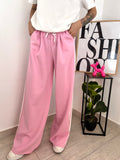 Pantalone rosa fasce bianche