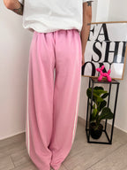 Pantalone rosa fasce bianche