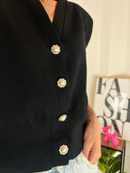 T-shirt Black Bottone Diamante