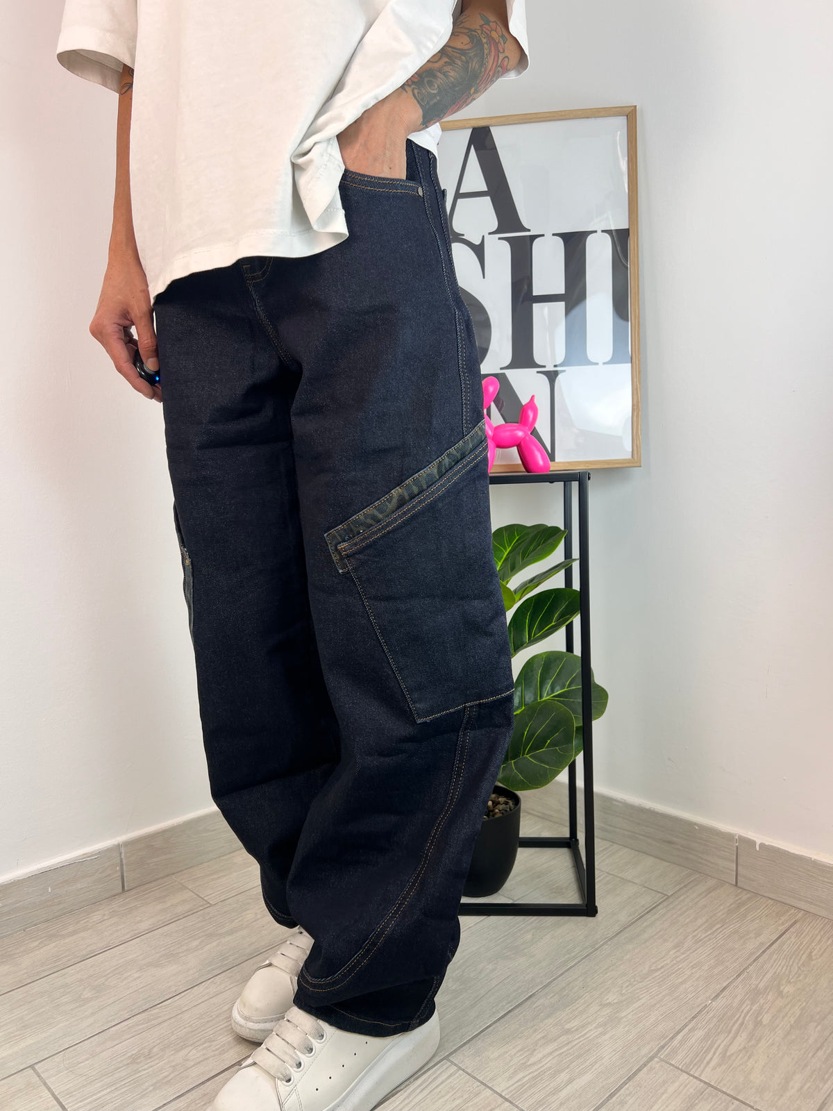 Jeans Ballon dettagli Leopard