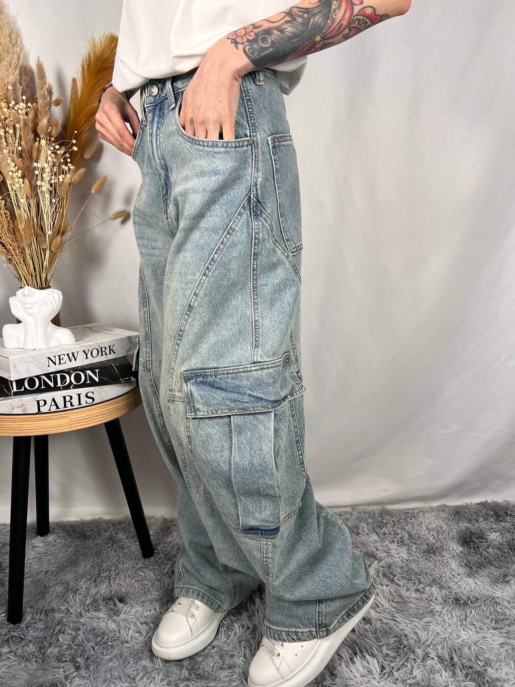Jeans cargo midi
