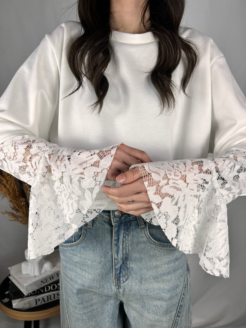 T-shirt white pizzo