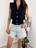 T-shirt Black Bottone Diamante