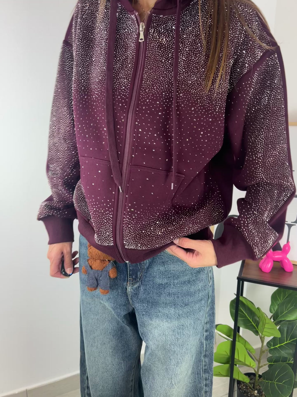 Felpa Full Sparkly Bordeaux