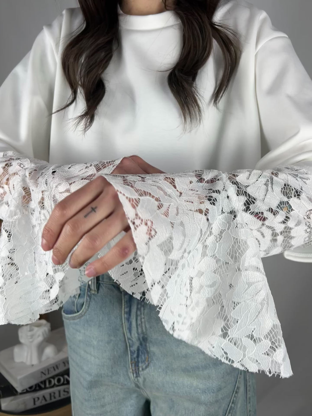 T-shirt white pizzo