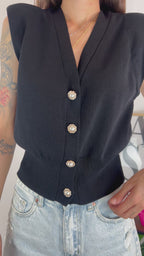 T-shirt Black Bottone Diamante